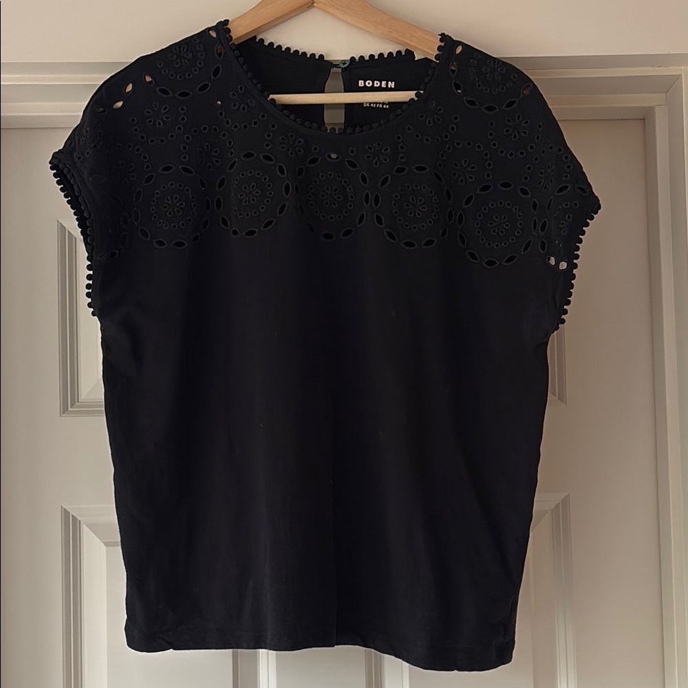 Boden Black Eyelet Women's Top